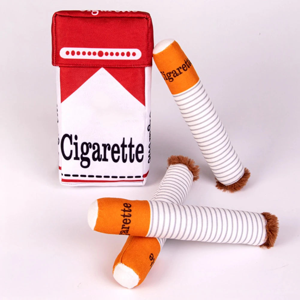 Cigarette Plush Dog Toy – Funny Imitation Cigar Chew Toy for Dogs, Soft Interactive Teething Toy