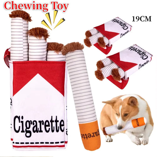 Cigarette Plush Dog Toy – Funny Imitation Cigar Chew Toy for Dogs, Soft Interactive Teething Toy