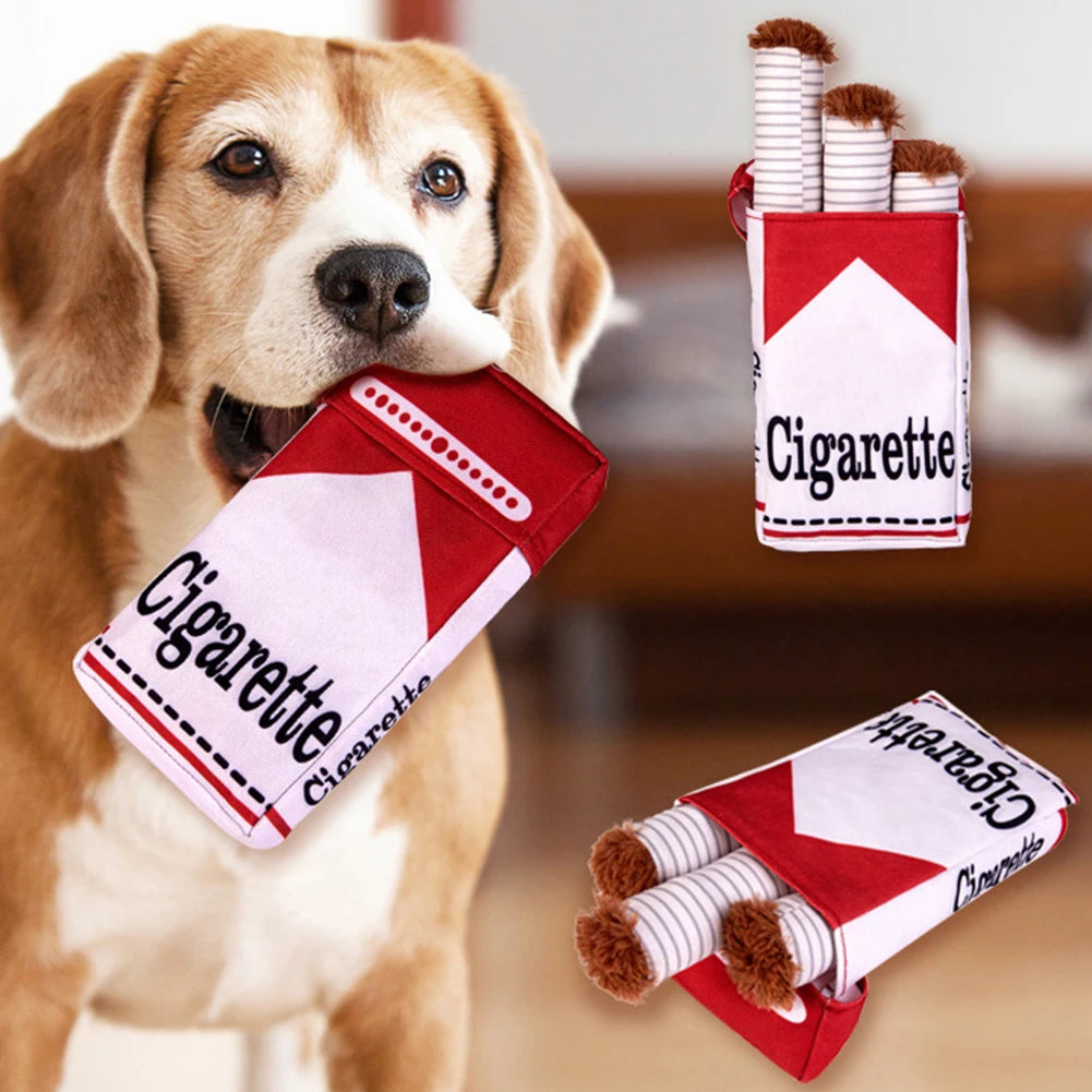Cigarette Plush Dog Toy – Funny Imitation Cigar Chew Toy for Dogs, Soft Interactive Teething Toy