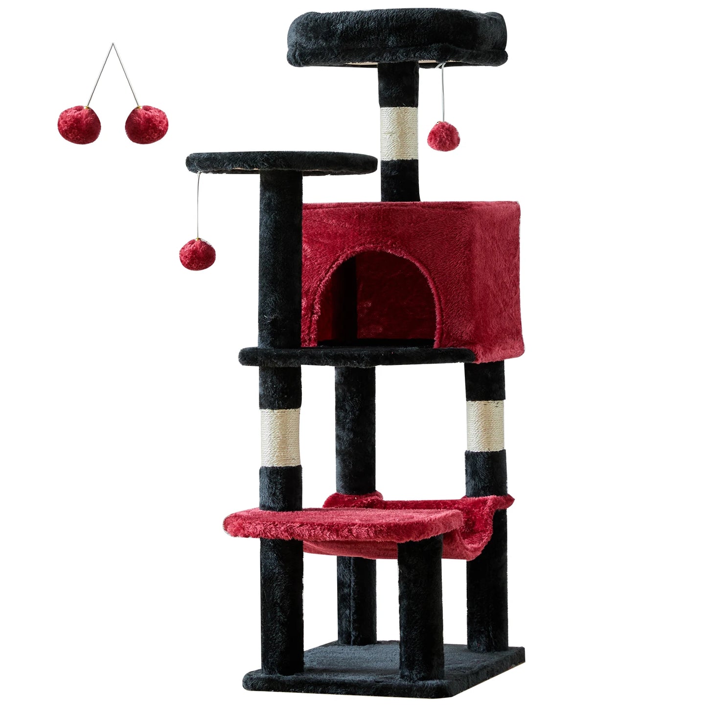 JHK 44-Inch Multi-Cat Tree Tower – Tall Cat Furniture with Natural Sisal Scratching Posts, Stable Pet House for Indoor Cats