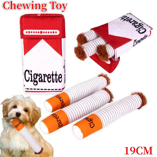 Cigarette Plush Dog Toy – Funny Imitation Cigar Chew Toy for Dogs, Soft Interactive Teething Toy