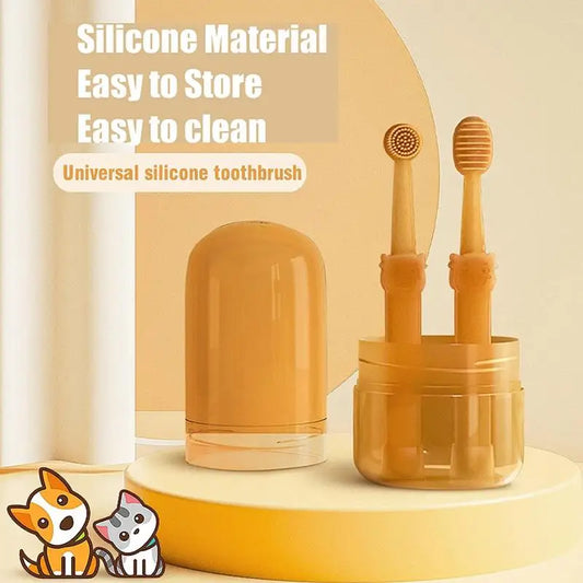 Soft Silicone Pet Toothbrush Kit – Dog & Cat Finger Brush for Teeth Cleaning and Oral Care